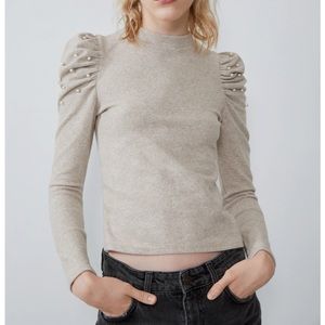 Zara Puff Sleeve Pearl sweater